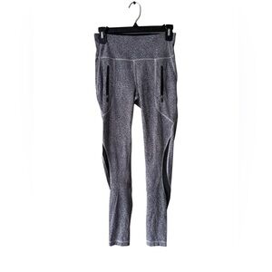 Lululemon Cement Print Patterned Leggings with Sheer Fabric Mesh Paneling